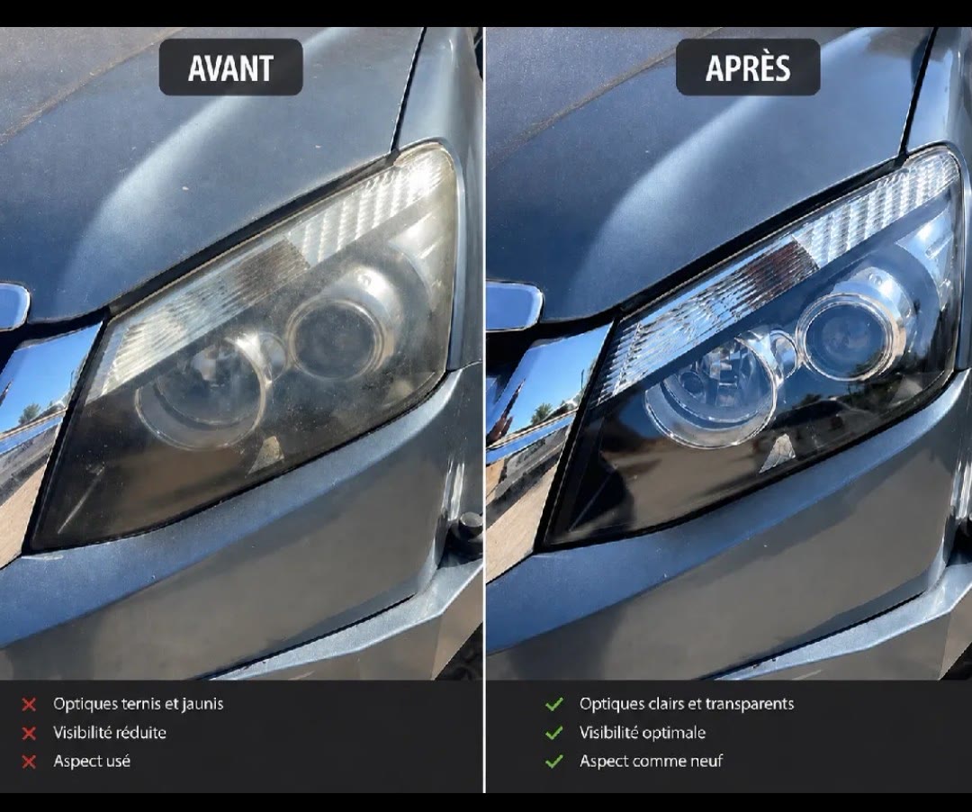 Comparatif avant / après d'un phare restauré par Bell Drive