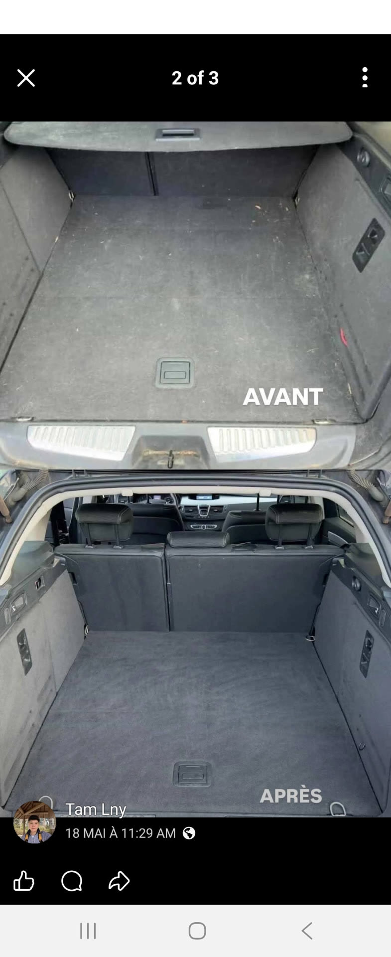 Avant / après — Nettoyage intérieur profond par Bell Drive